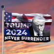Never Surrender Trump Flag 2024 Donald Trump Mugshot Flag MAGA Merch