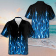 Blue Flame Hawaiian Shirt Short Sleeve Button Down Gifts For Boyfriend