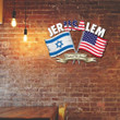 Jerusalem American And Israeli Flag Metal Sign United We Stand With Israel Merchandise