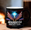 Jesus 2024 Love Thy Neighbor Mug American Eagle Cross Christian Coffee Mug Gift Ideas