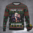 Trump 2024 Ugly Christmas Sweater Trump Mugshot Ugly Xmas Sweater Never Surrender Merchandise