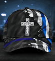 Jesus Cross Thin Blue Line Hat Support Police Law Enforcement Religious Christian Gifts