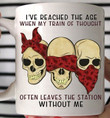 Three Skulls I've Reached The Age When My Train Of Thought Mug Cool Sayings Coffee Mug