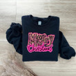 Pink Leopard Merry Christmas Sweatshirt Womens Christmas Crewneck Xmas Gifts For Wife