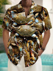 Seafood Crab 3D Print Hawaiian Shirt Men's Pocket Short Sleeve Beach Unique Aloha Shirt