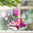 Pink Checkered Truck Hope Survivor Ornament Breast Cancer Awareness Ornament Xmas Gifts For Her