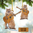Custom Guitar Playing Cat Ornament Cat Lover Guitar Christmas Ornaments Gifts For Guitarist