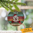 Personalized Golden Retriever Christmas Ornament Feliz Naughty Dog Xmas Tree Decoration 2023