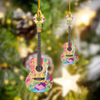 Hippie Guitar Christmas Ornament Guitar Player Ornament Best Gifts For 2023