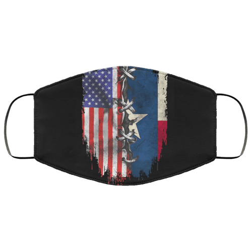 Texas Flag With American Flag Face Mask Fourth Of July