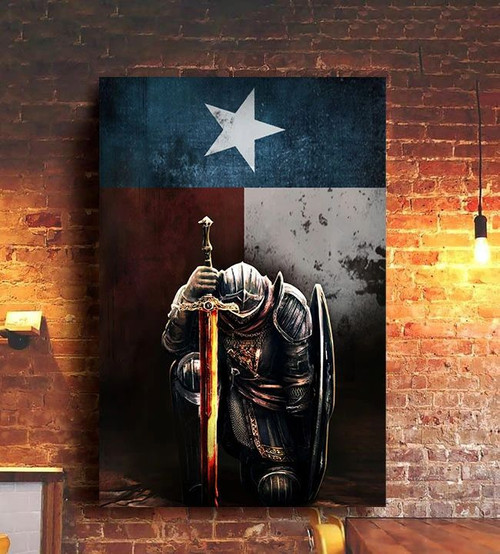 Texas Flag Knight Templar Vintage Print Poster Patriotic Proud Texan Poster Wall Home Decor