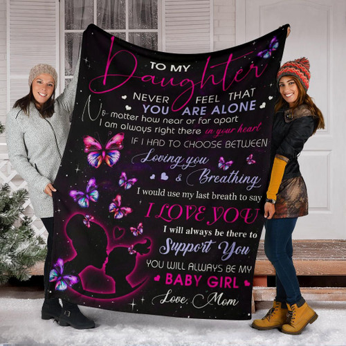 Butterfly To My Daughter Fleece Blanket Love Mom Purple Blanket Gift For Daughter From Mom