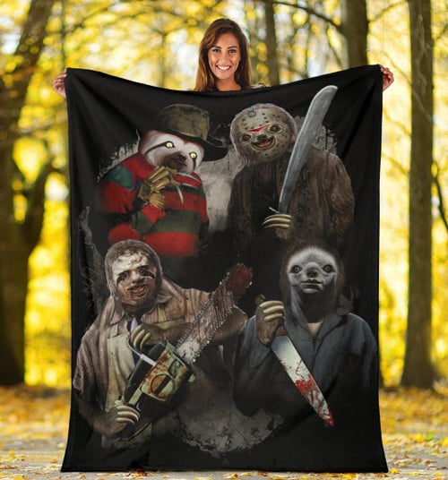 Sloth Horror Halloween Fleece Blanket Throw Halloween Blanket Merch Gift Ideas