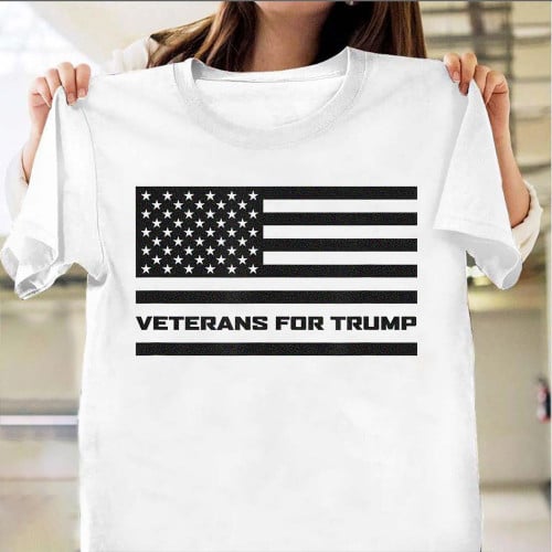 Veterans For Trump Shirt Black White American Flag T-Shirt Veterans Day Gift Ideas