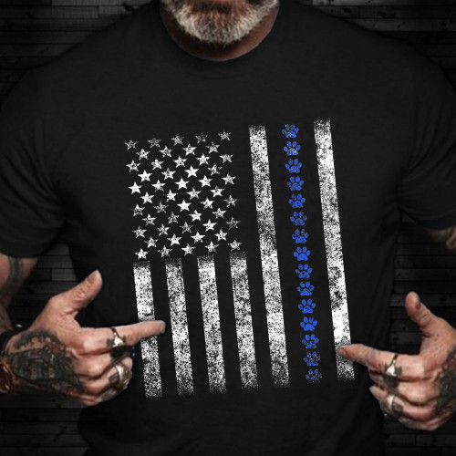 Police Dog Shirt K9 American Flag Veterans Day Dog Vintage T-Shirt Unique Military Gifts
