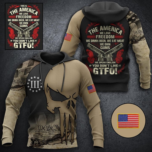 Skull This Is The America We Love Freedom Hoodie Gun Lover Patriotic Apparel Gifts For Dude