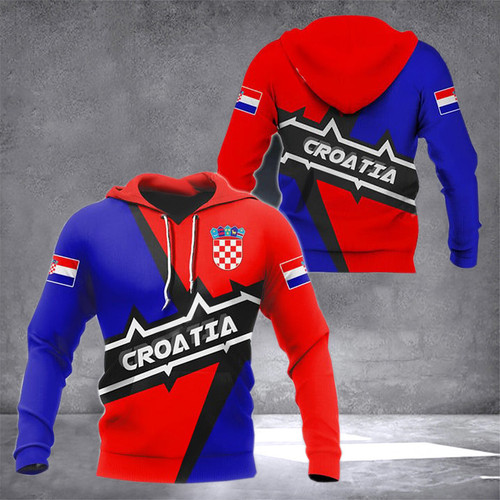 Croatia Heartbeat Coat Of Arms Hoodie Men's Croatia Clothing Croatian Gift