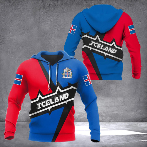 Iceland Heartbeat Coat Of Arms Hoodie Best Clothes For Iceland Men's