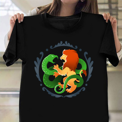 Lion With Snake Logo Shirt Cunning and Courage Tee Gifts For Brother