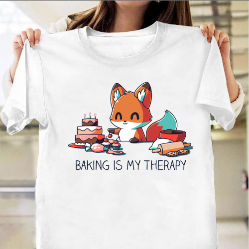 Baking Is My Therapy Shirt Cute Graphic T-Shirt Gift For Best Friend