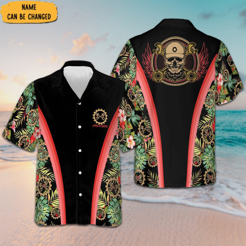 Custom Mechanic Tropical Hawaiian Shirt Vacation Button Down Shirts Gifts For Mechanic