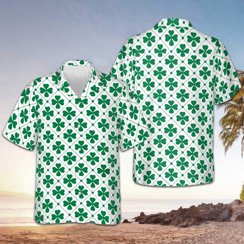 Shamrock St Patrick's Day Hawaiian Shirt Button Up Beach Shirts Mens Gifts For Irish