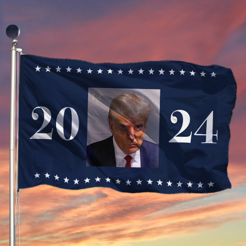 Donald Trump Mugshot Flag 2024 MAGA Flag Never Surrender Trump Merchandise