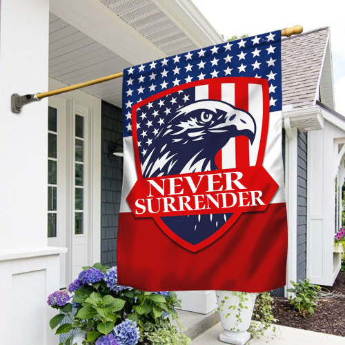Never Surrender Trump 2024 Flag For Sale American Eagle Trump Campaign Merchandise