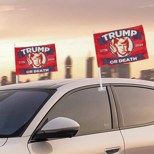 Trump Or Death Flag Car Window Donald Trump Mugshot Merch MAGA Merchandise President Trump Flag