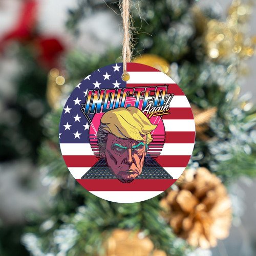 Donald Trump Mug Shots Ceramic Ornament Indicted Again Trump Merch Christmas Tree Ornaments
