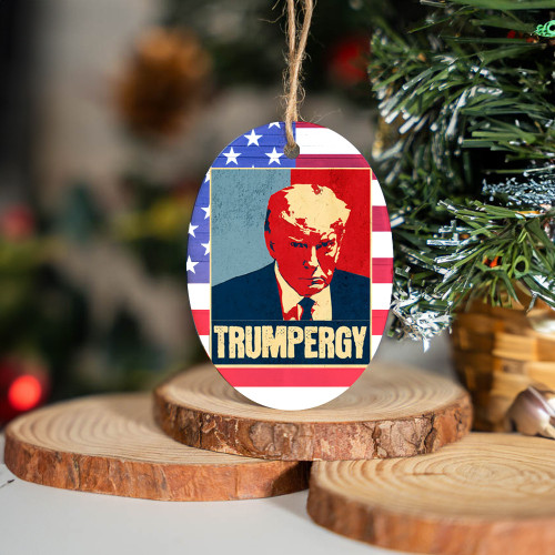 Donald Trump Mugshot Ceramic Ornament Trumpergy Ornaments For Christmas Tree Trump 2024 Merch