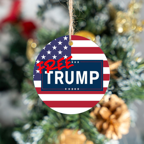 Free Trump Ceramic Ornament Pro Trump Christmas Tree Ornaments MAGA Merch