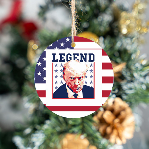 Legend Trump Mugshot Ceramic Ornament Donald Trump Merch Presidential Campaign Xmas Tree Decor