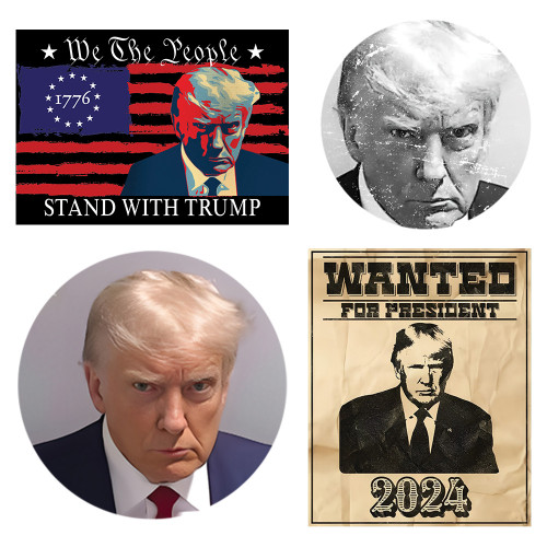 Donald Trump Mugshot Car Stickers 4-Pack Stand With Trump Merchandise We The People Merch