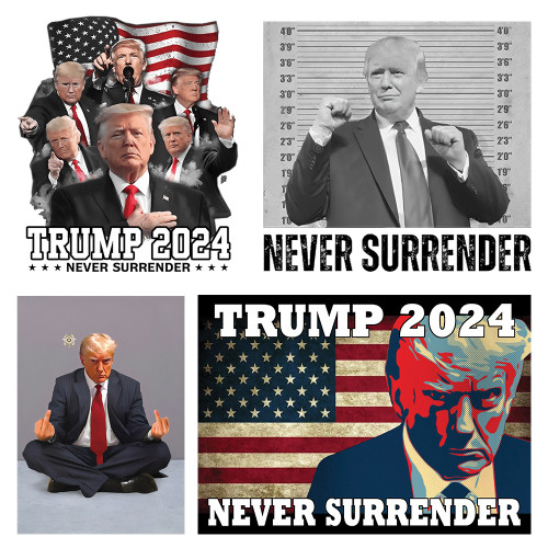 Donald Trump Mugshot Car Stickers 4-Pack Trump Never Surrender Merchandise MAGA 2024 Car Decal