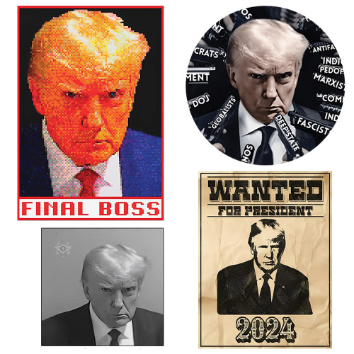 Trump Mugshot Car Stickers 4-Pack Donald Trump Merch Wanted For President 2024 Car Decal