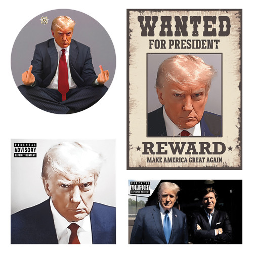 Trump Mugshot Car Stickers 4-Pack Trump 2024 Merchandise Wanted For President MAGA Merch