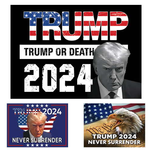 Trump Or Death Car Stickers 3-Pack Donald Trump 2024 Merch Never Surrender Merchandise