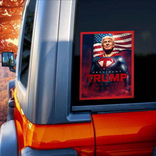 Superman Trump 2024 Car Sticker President Trump Save America Car Decal For MAGA Supporters
