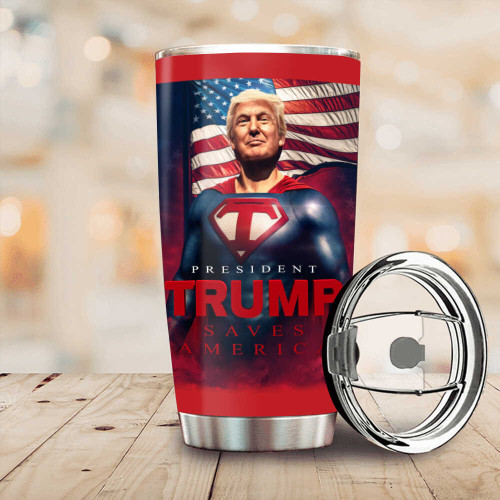 Superman Trump 2024 Tumbler President Trump Save America Tumbler Gifts For MAGA Supporters