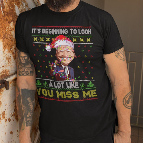 Trump 2024 T-Shirt It’s Beginning To Look A Lot Like You Miss Me Ugly Christmas Shirt MAGA