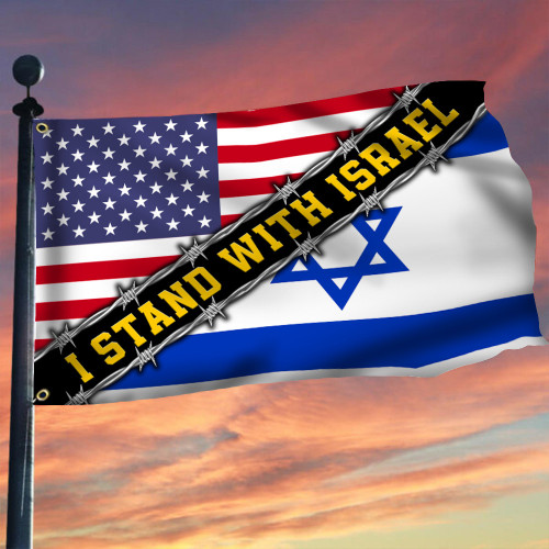 I Stand With Israel Flag And American USA Flag We Stand Pray For Israel Merch