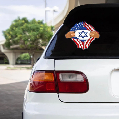 American And Israeli Flag Car Sticker USA We Stand With Israel Bumper Stickers Israel Merch