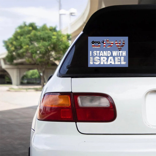 American I Stand With Israel Car Sticker Israeli Car Window Decals Pro Israel Merchandise