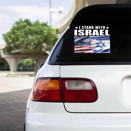 American I Stand With Israel Car Sticker USA Support Israel Bumper Sticker Israel Merch