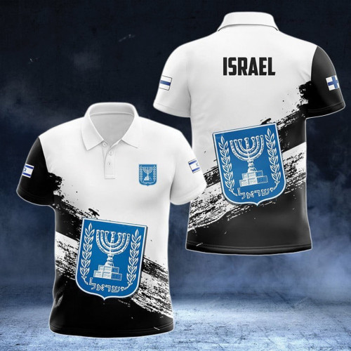 I Stand With Israel Polo Shirt Israel Coat Of Arms Israeli Clothing Gifts For Jewish