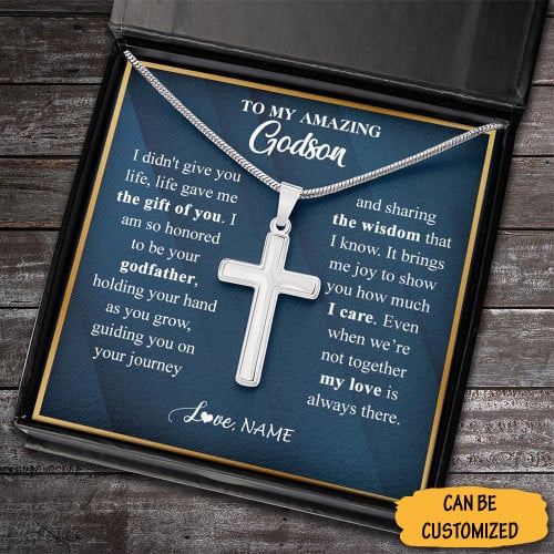 Personalized To My Amazing Godson Cross Necklace Silver Christian Cross Necklace Easter Gifts For Godchild