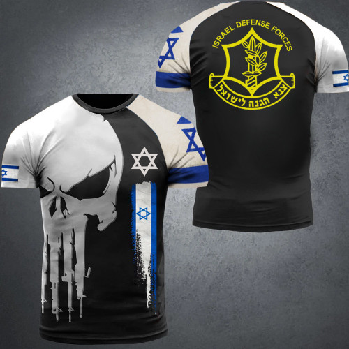 IDF Shirt I Stand With Israel T-Shirt Jewish Star Of David Skull Tee Shirt Israeli Army Apparel