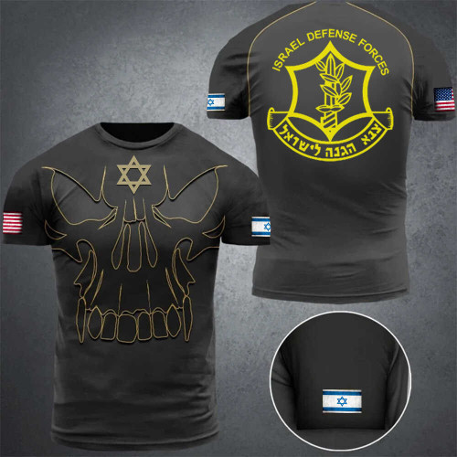 IDF T-Shirt Israel Defense Forces Shirt American Support Israel Clothing Skull Star Of David