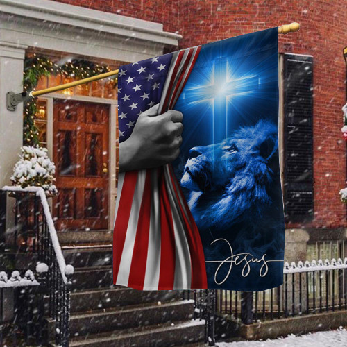 Jesus Christ Cross Lion Flag Inside American Flag Jesus Is My Savior Christian Merchandise